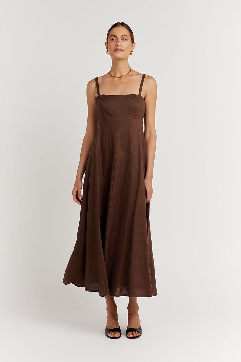 DISSH brown LINEN DRESS